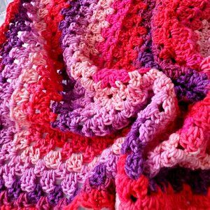 Crochet BABY BLANKET AFGHAN GRANNY SQUARE 29"x 29" PINK RED LILAC MAROON NEW